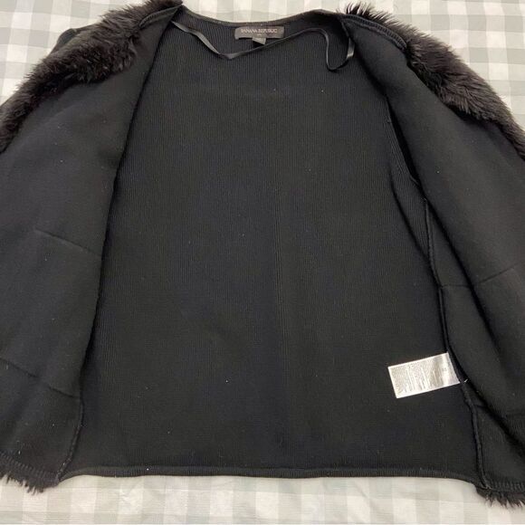 BANANA Republic black cardigan faux fur and cotton vest cardigan in XS - Picture 7 of 14